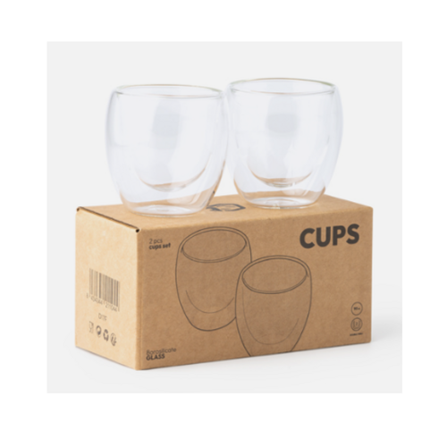 Üveg duplafalú pohár szett - 2 db