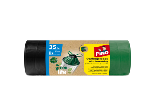 Műanyag szemeteszsák, FINO Green Life 15db/csomag - 35 l, 1x