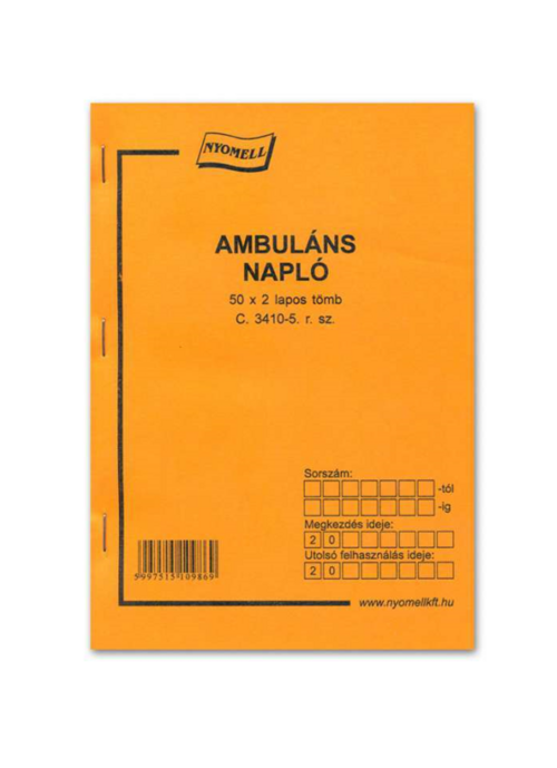 Ambuláns napló, 50x2 lapos, A/5 - 1x