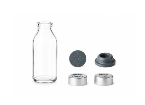 Infúziós üveg, víztiszta, 100ml alukupakkal - 104x