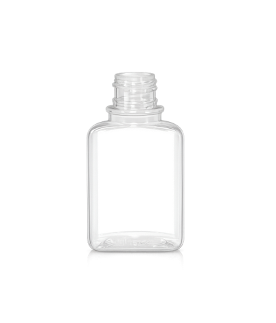 Műanyag lapos négyzetes flakon, víztiszta Ø18, 50ml - 50x