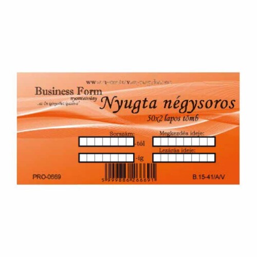 Nyugtatömb négysoros 50x2 lapos tömb B.15-41/A/V - 1x