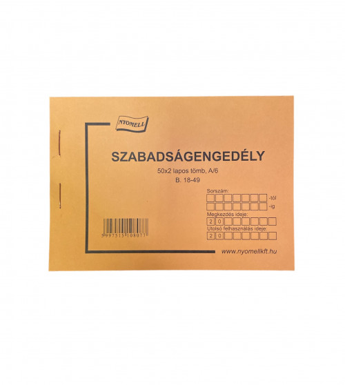 Szabadságengedély – 50x2 lapos